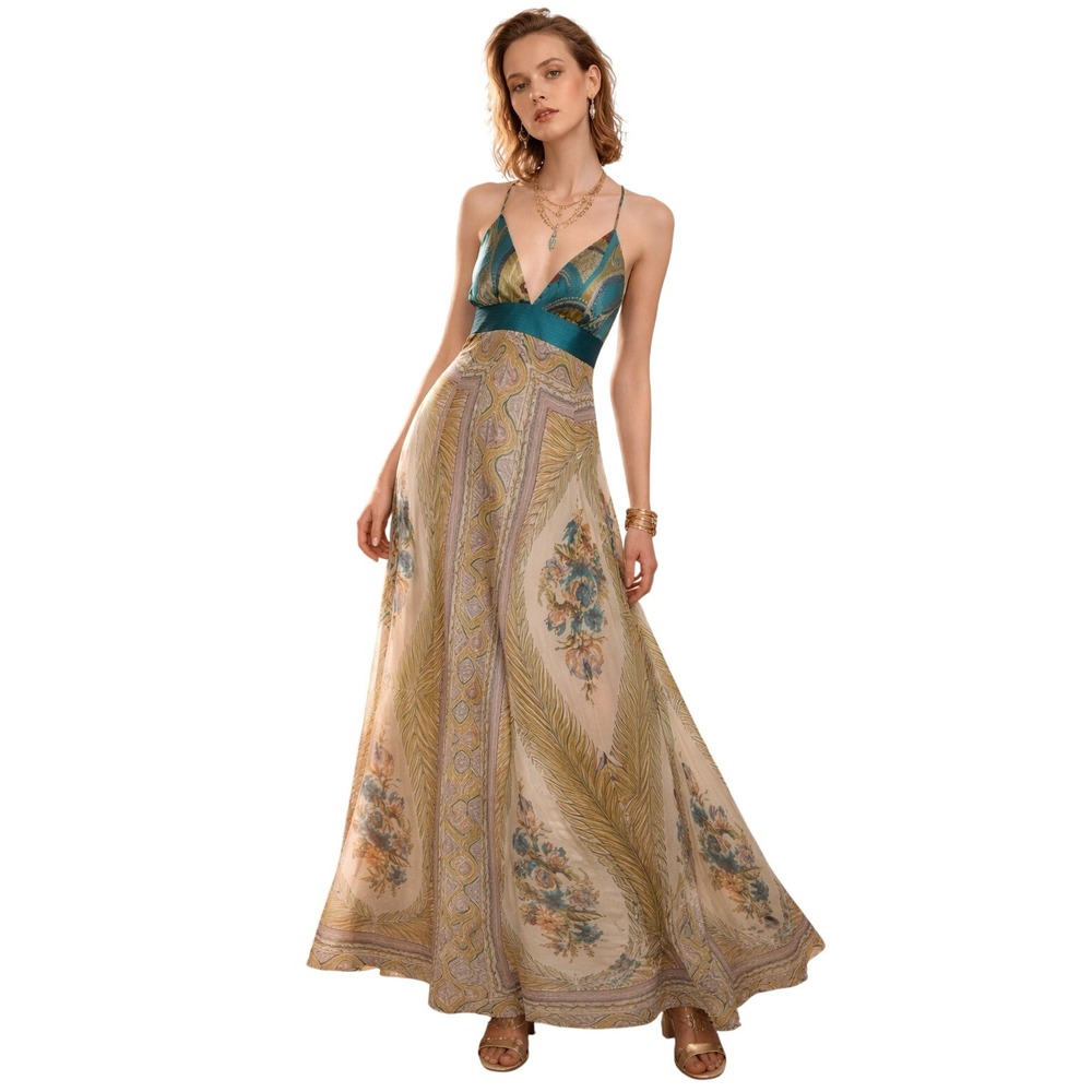 NWT~ SINGLE Brand Dress Silk Chiffon Boho Fairy Y2K Empire Art Eclectic S XS